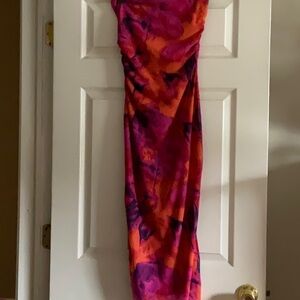 SHEIN Strapless Dress in Pink and Orange